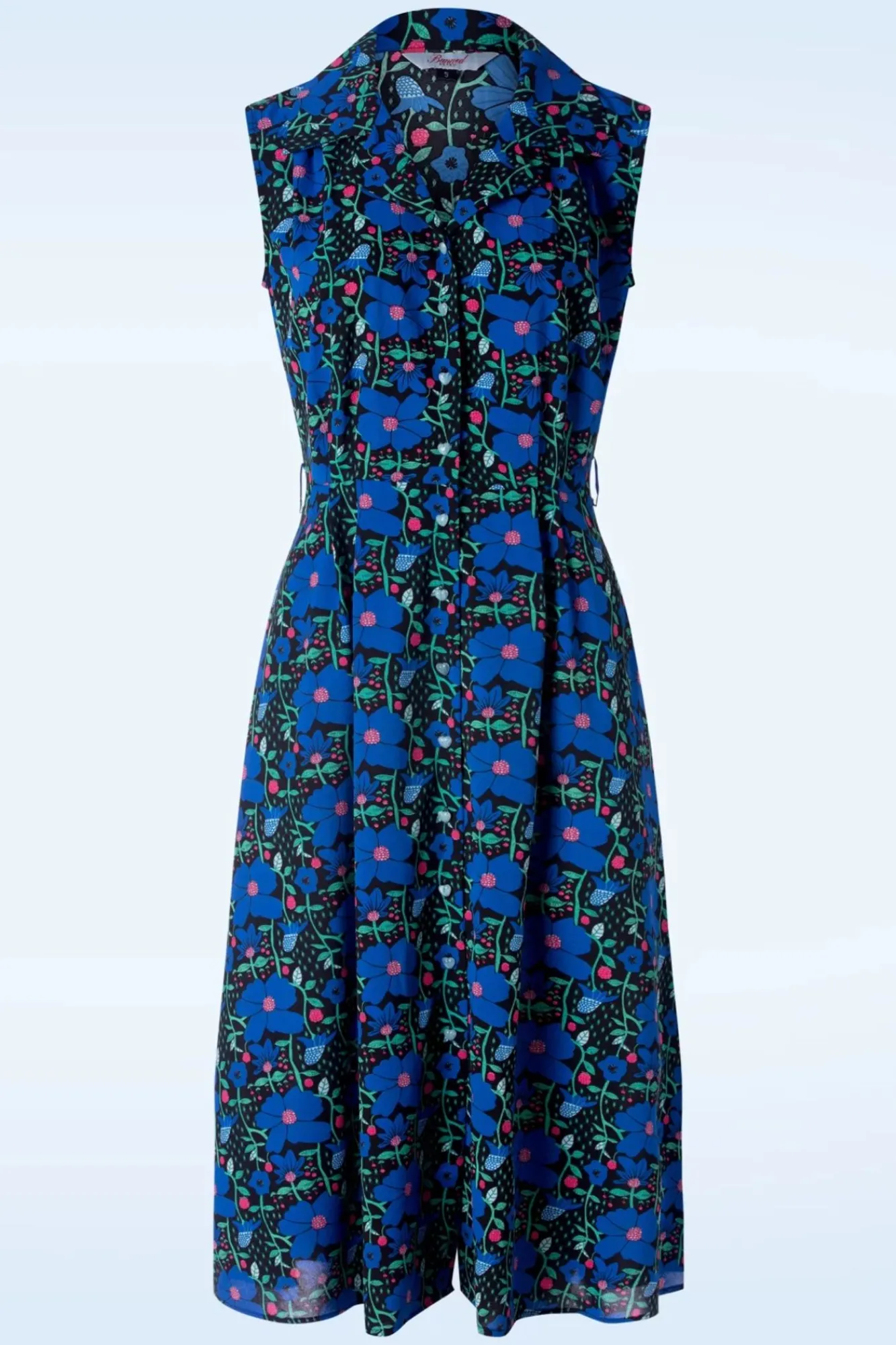Hot Banned Retro Flower Power Jurk In Blauw