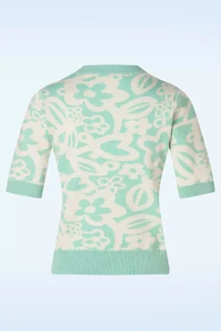 Fashion Compania Fantastica Freya Flower Jumper In Mintblauw