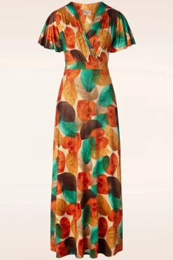 Hot Vintage Chic for Topvintage Freya Maxi Jurk Met Bladprint In Ornaje