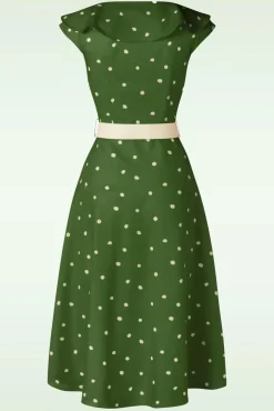 Fashion Vixen Gestippelde Midi-Jurk Met Brede Kraag In Groen