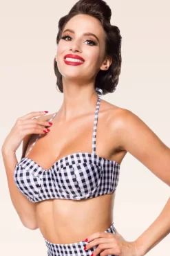 Clearance Belsira Gigi Gingham Bikinitop In Zwart En Wit
