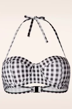 Clearance Belsira Gigi Gingham Bikinitop In Zwart En Wit