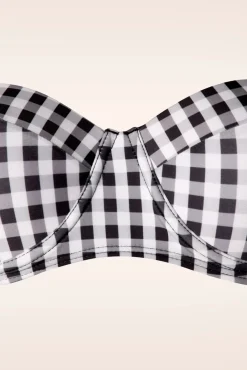 Clearance Belsira Gigi Gingham Bikinitop In Zwart En Wit