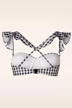 Clearance Belsira Gigi Gingham Bikinitop In Zwart En Wit