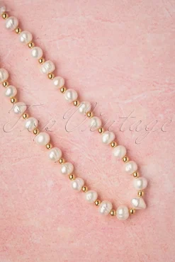 Cheap Topvintage Boutique Collection Give Me Pearls Halsketting In Goud En Ivoor