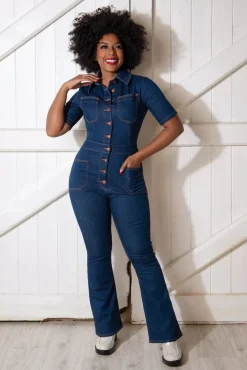 Sale Rock-a-Booty Gloria Lee Jumpsuit In Denimblauw