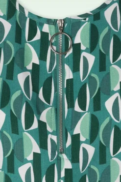 Hot Louche Gwenola Mid Century Retro Jurk In Groen