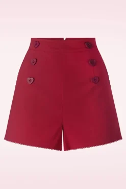 Store Vixen Heart Button Shorts In Rood