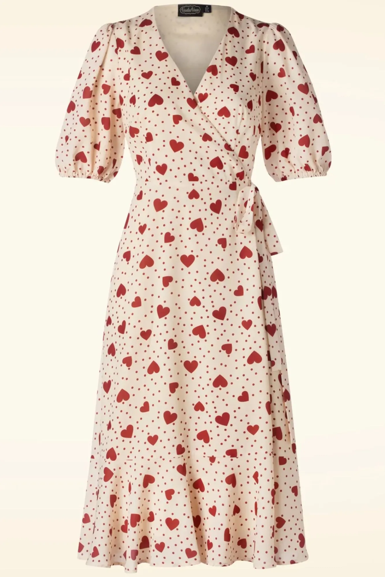 Store Vixen Heart Polka Dot Wikkel Jurk In Creme