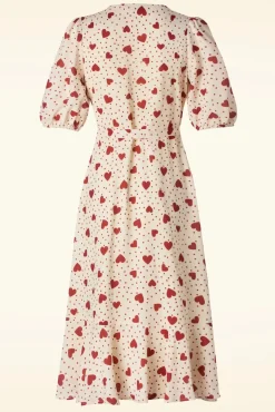 Store Vixen Heart Polka Dot Wikkel Jurk In Creme