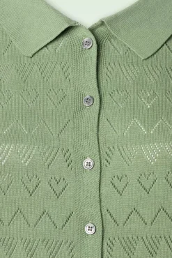 Online Banned Retro Heart Waves Cardigan In Groen