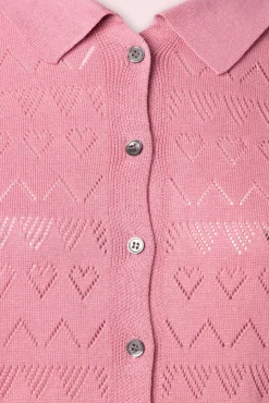 Shop Banned Retro Heart Waves Cardigan In Roze