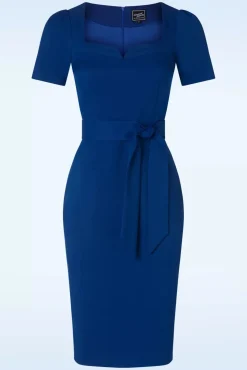 Shop Glamour Bunny Business Babe Helena Pencil Jurk In Koningsblauw
