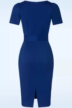 Shop Glamour Bunny Business Babe Helena Pencil Jurk In Koningsblauw