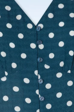 Discount Md'M Jeanette Polka Dot Jurk In Marineblauw