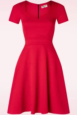 Store Vintage Chic for Topvintage Jenna Jacquard Jurk In Rood