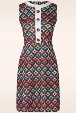 Shop Vintage Chic for Topvintage Jenny Geo Print Jurk In Bruin
