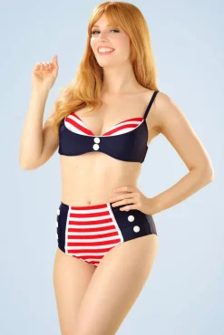 Best Sale Belsira Joelle Stripes Bikinitop In Marineblauw En Rood