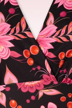 Store Vintage Chic for Topvintage Katie Floral Pencil Jurk In Zwart En Roze
