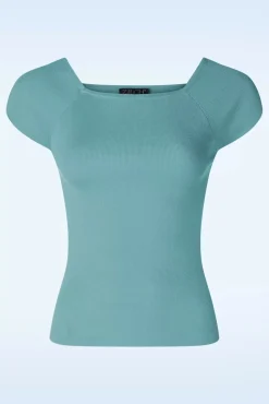 Hot Zilch Kaylie Top In Porselein Blauw