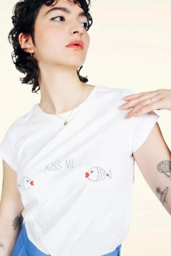 Cheap Mademoiselle Yu00e9Yu00e9 Kiss Me T-Shirt In Ecru