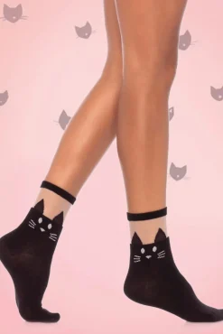 Shop Rouge Royale Kitty Cat Sokken In Zwart