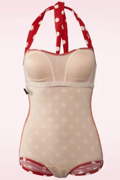 Shop Esther Williams Klassiek Badpak Met Polkadots In Rood En Wit