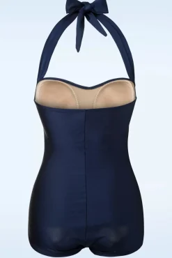 Best Esther Williams Klassiek Jaren Vijftig Eendelig Badpak In Marineblauw