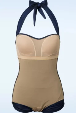 Best Esther Williams Klassiek Jaren Vijftig Eendelig Badpak In Marineblauw