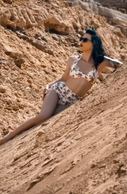 Hot Esther Williams Klassieke Bloemenromantische Bikinibroek In Creme