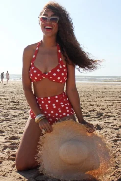 Clearance Esther Williams Klassieke Polka Bikinitop In Rood En Wit