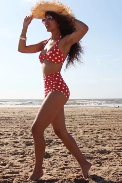 Clearance Esther Williams Klassieke Polka Bikinitop In Rood En Wit