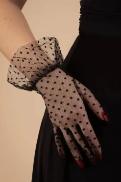 Outlet Pamela Mann Korte Handschoenen In Zwart Mesh