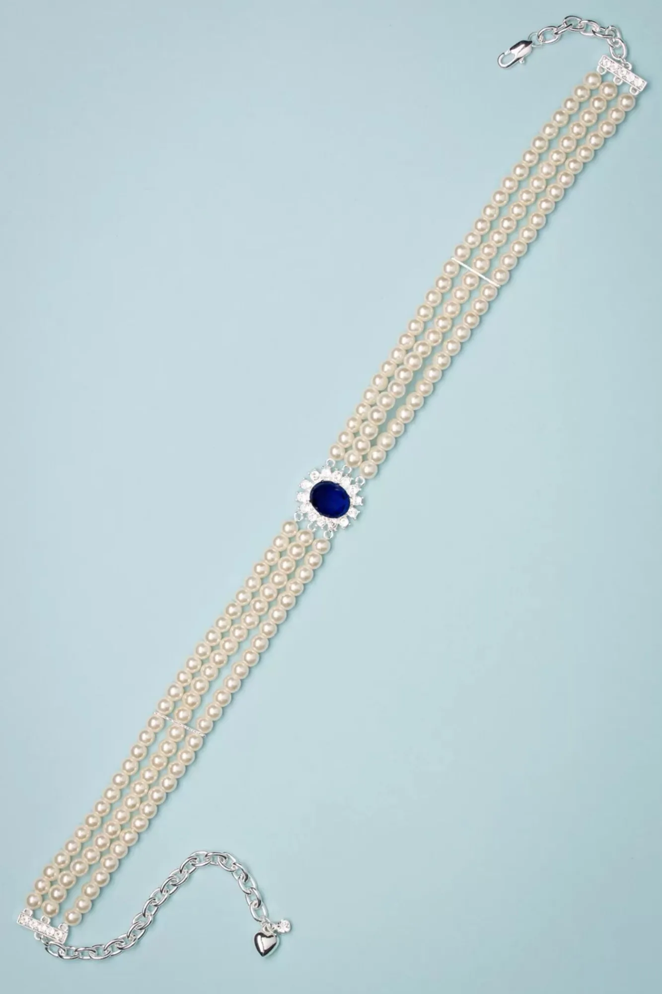 Cheap Lovely Lady Diana Parel Choker Ketting In Saffierblauw