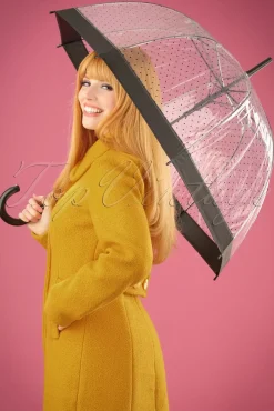Fashion So Rainy Lady Dot Transparante Koepelparaplu In Zwart