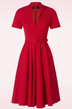 Hot Vintage Diva Laura Lee Swing Jurk In Rood