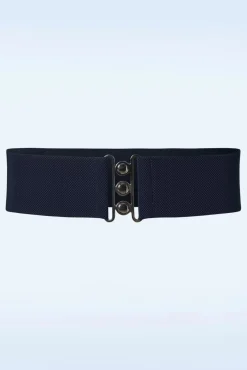 Outlet Banned Retro Lauren Retro Stretchriem In Marineblauw