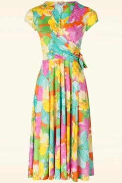 New Vintage Chic for Topvintage Layla Bright Floral Swing Jurk In Multi