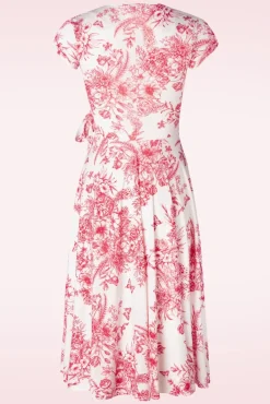 Best Vintage Chic for Topvintage Layla Floral Swing Jurk In Wit En Rood
