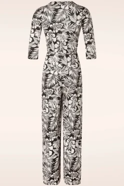 Hot Vintage Chic for Topvintage Lina Leaf Print Jumpsuit In Zwart