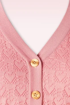 Shop Banned Retro Love Heart Cardigan In Poederroze
