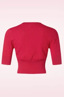 Shop Banned Retro Love Heart Cardigan In Rood