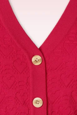 Shop Banned Retro Love Heart Cardigan In Rood