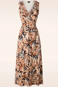 Best Sale K-Design Lyla Luipaard Maxi Jurk In Bruin