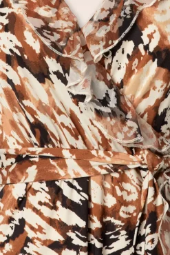 Best Sale K-Design Lyla Luipaard Maxi Jurk In Bruin