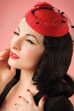 Sale Banned Retro Marilyn Fascinator In Rood