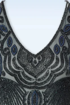 Fashion GatsbyLady Marta Flapper Jurk In Blauw En Grijs