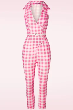 Cheap Rebel Love Clothing Midge Gingham Jumpsuit In Roze