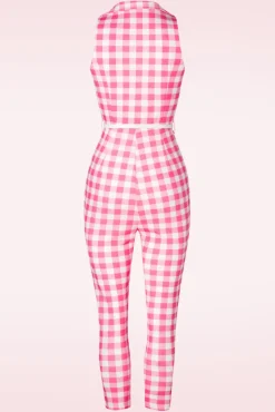 Cheap Rebel Love Clothing Midge Gingham Jumpsuit In Roze