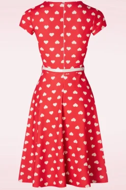 Shop Vintage Chic for Topvintage Minnie Hearts Swing Jurk In Rood